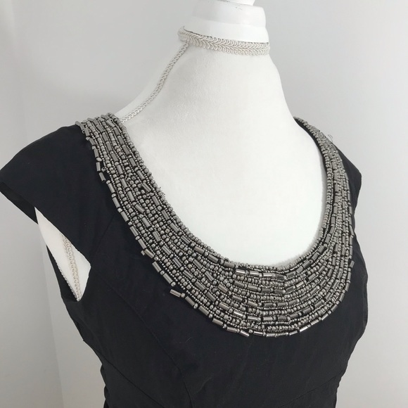 Adrianna Papell Black Beaded Neckline Dress - Picture 5 of 13